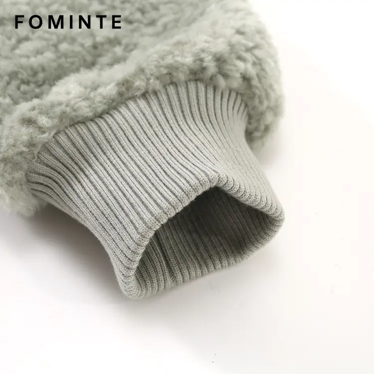 WholesaleLight Green Teddy Fleece Bomber Jacket - FM0302000080