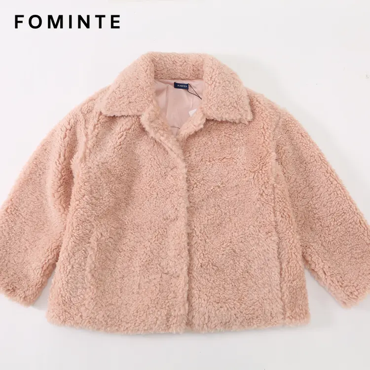 WholesalePink Teddy Fleece Car Coat with Notch Collar - FM0302000081