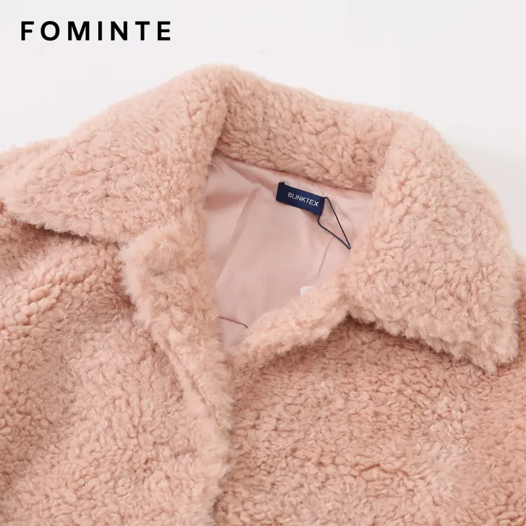 WholesalePink Teddy Fleece Car Coat with Notch Collar - FM0302000081