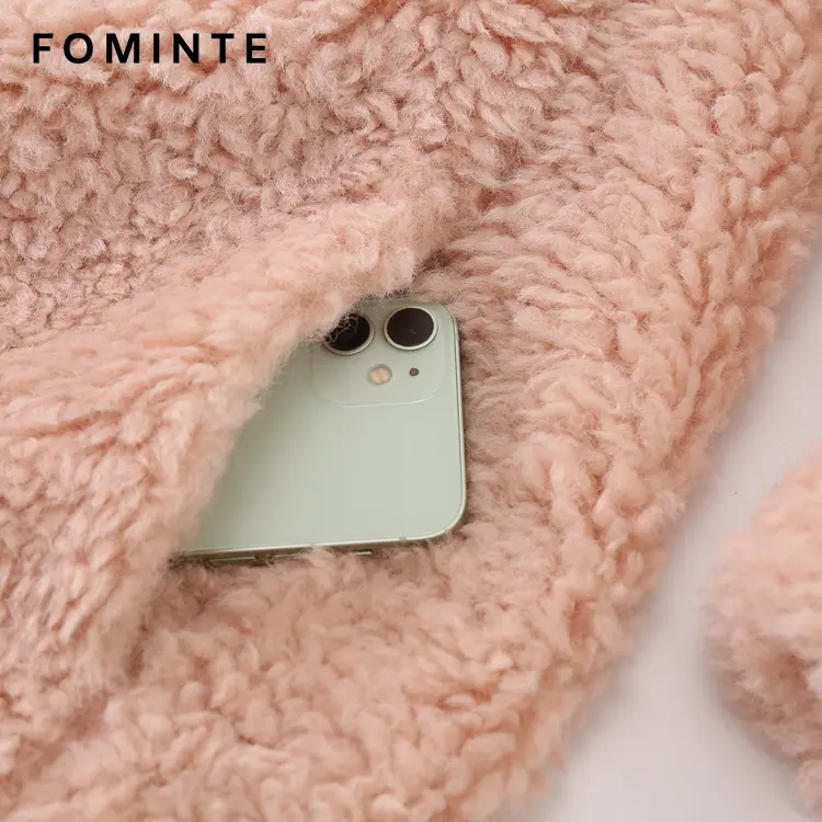 WholesalePink Teddy Fleece Car Coat with Notch Collar - FM0302000081