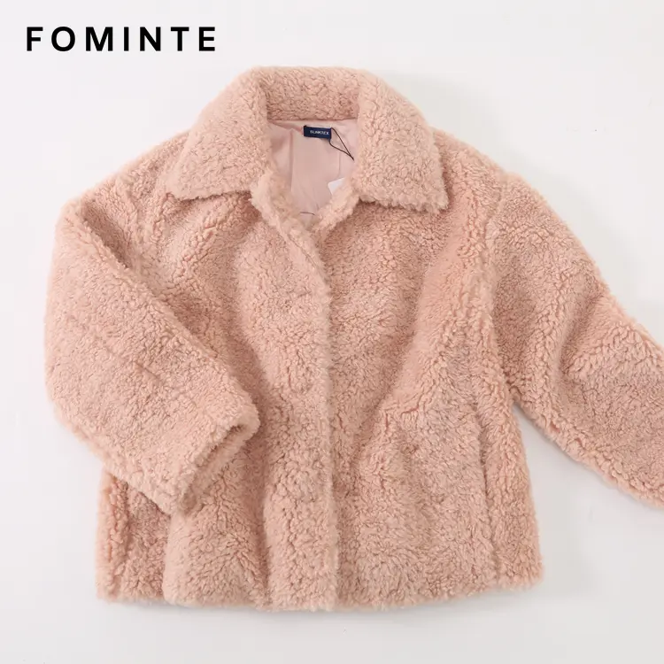 WholesalePink Teddy Fleece Car Coat with Notch Collar - FM0302000081