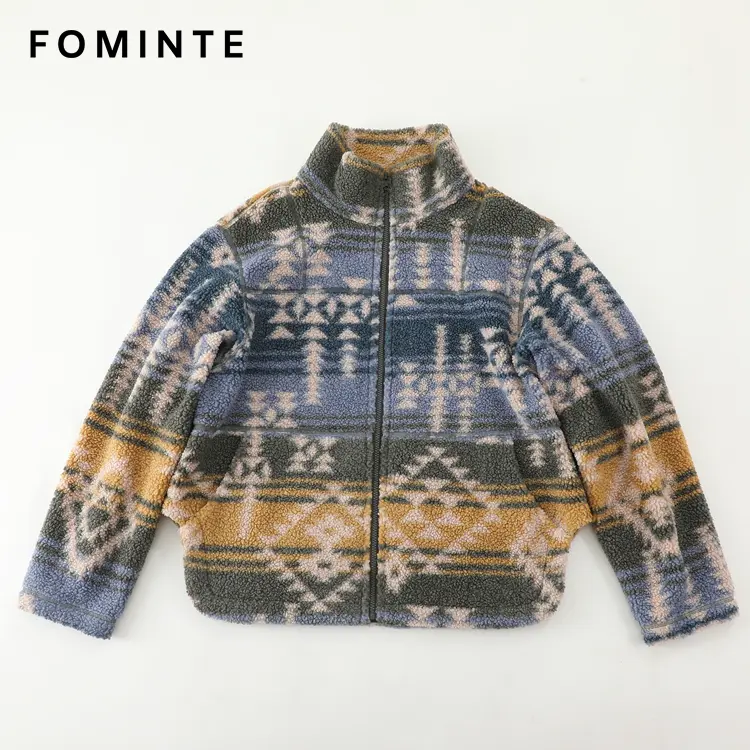 WholesaleAztec Print Sherpa Fleece Jacket - FM0302000083