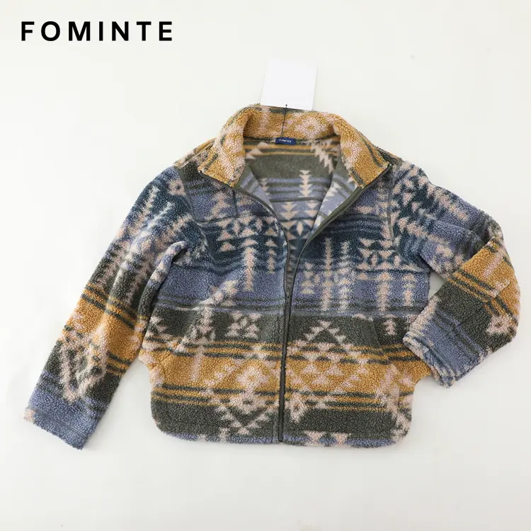 WholesaleAztec Print Sherpa Fleece Jacket - FM0302000083