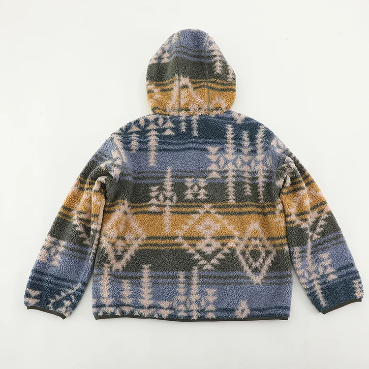 Hooded Aztec Sherpa Fleece Jacket - FM0302000084