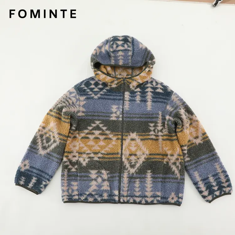 WholesaleHooded Aztec Sherpa Fleece Jacket - FM0302000084