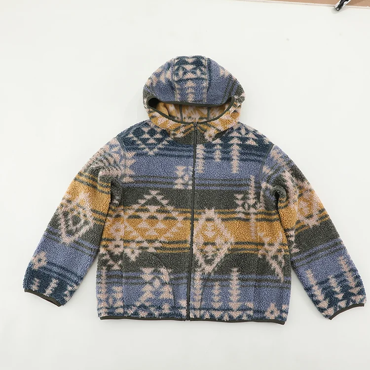 Hooded Aztec Sherpa Fleece Jacket - FM0302000084