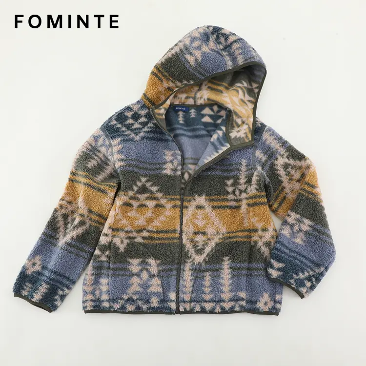 WholesaleHooded Aztec Sherpa Fleece Jacket - FM0302000084