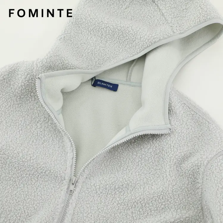 WholesaleSolid Hooded Sherpa Fleece Jacket - FM0302000085