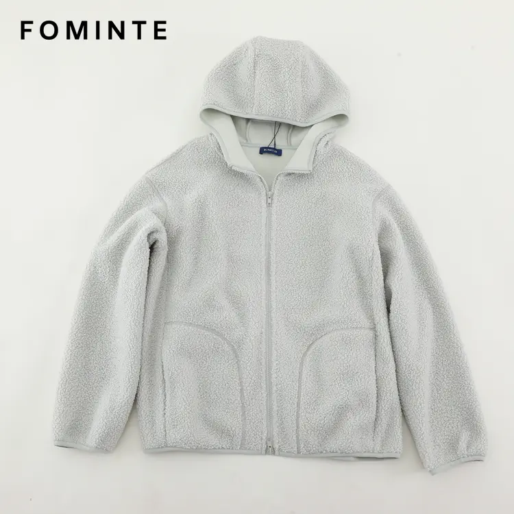 WholesaleSolid Hooded Sherpa Fleece Jacket - FM0302000085