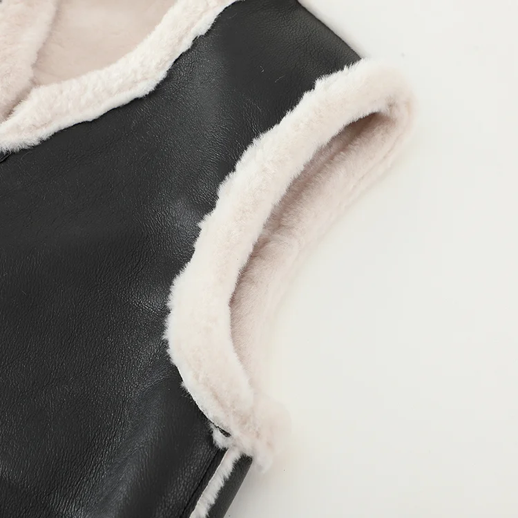 Faux Leather Sherpa-Lined Reversible Vest - FM0302000088