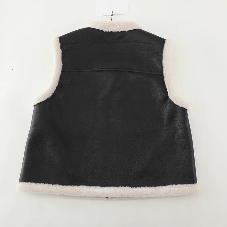 Faux Leather Sherpa-Lined Reversible Vest - FM0302000088