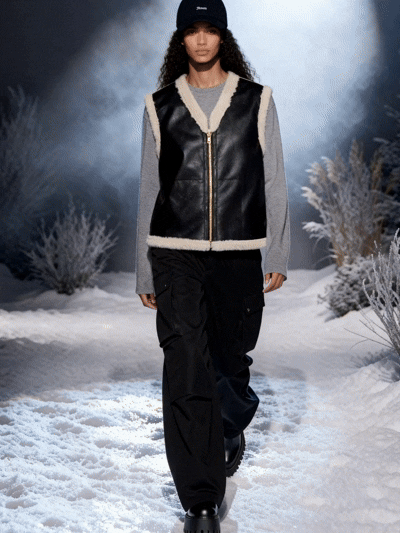 Faux Leather Sherpa-Lined Reversible Vest - FM0302000088