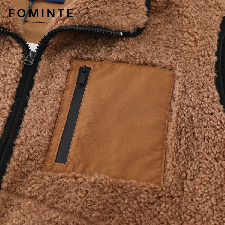 WholesaleSherpa Fleece Utility Vest with Contrast Trim - FM0302000091