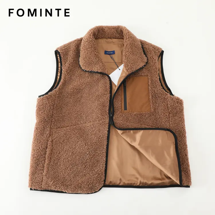 WholesaleSherpa Fleece Utility Vest with Contrast Trim - FM0302000091