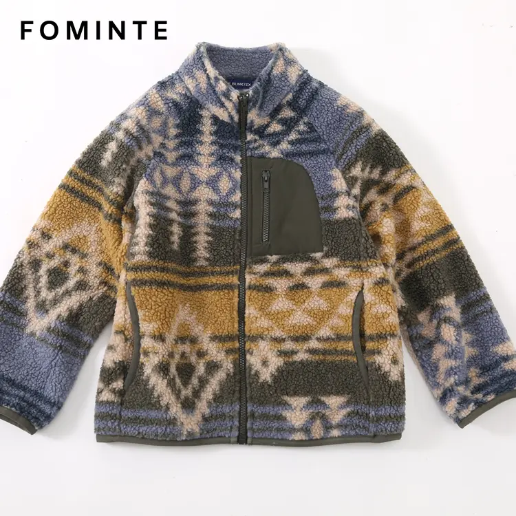 WholesaleAztec Printed Sherpa Fleece Jacket - FM0303000082