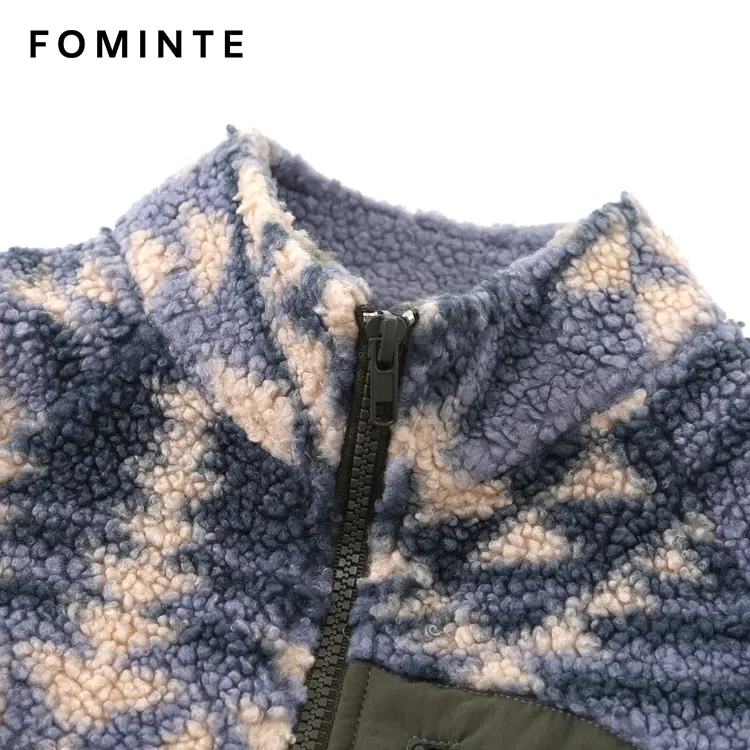 WholesaleAztec Printed Sherpa Fleece Jacket - FM0303000082