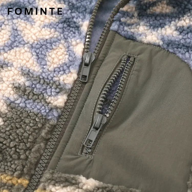 WholesaleAztec Printed Sherpa Fleece Jacket - FM0303000082