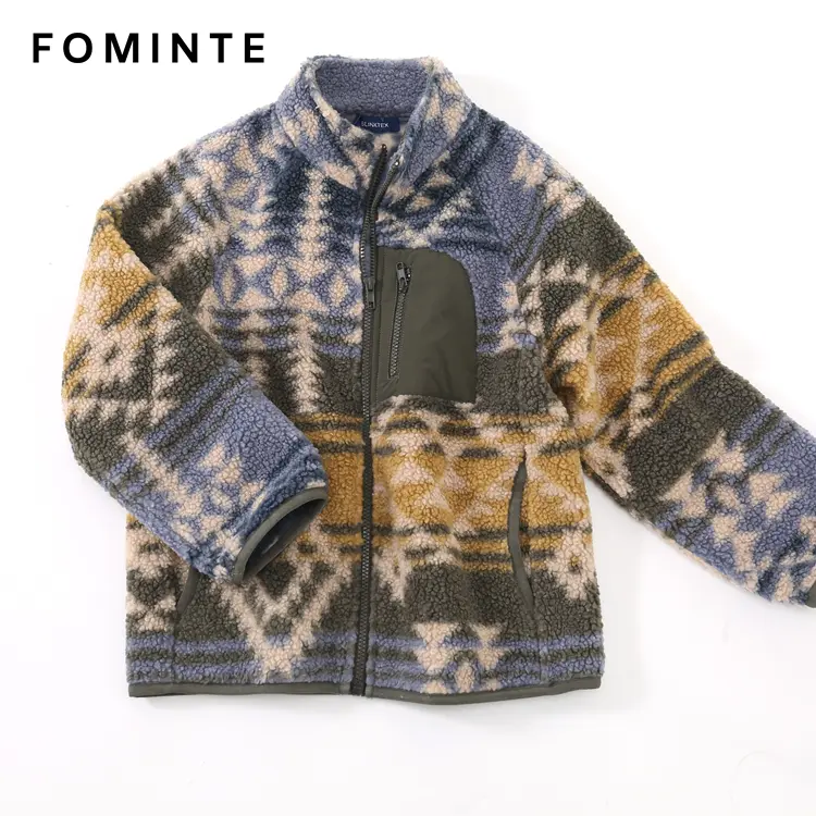WholesaleAztec Printed Sherpa Fleece Jacket - FM0303000082