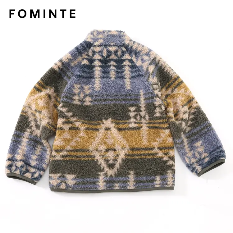 WholesaleAztec Printed Sherpa Fleece Jacket - FM0303000082