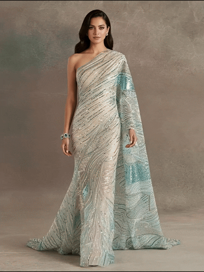 FT25-004: Glamorous Art Deco Beaded Fringe Fabric for Gatsby Style Gowns