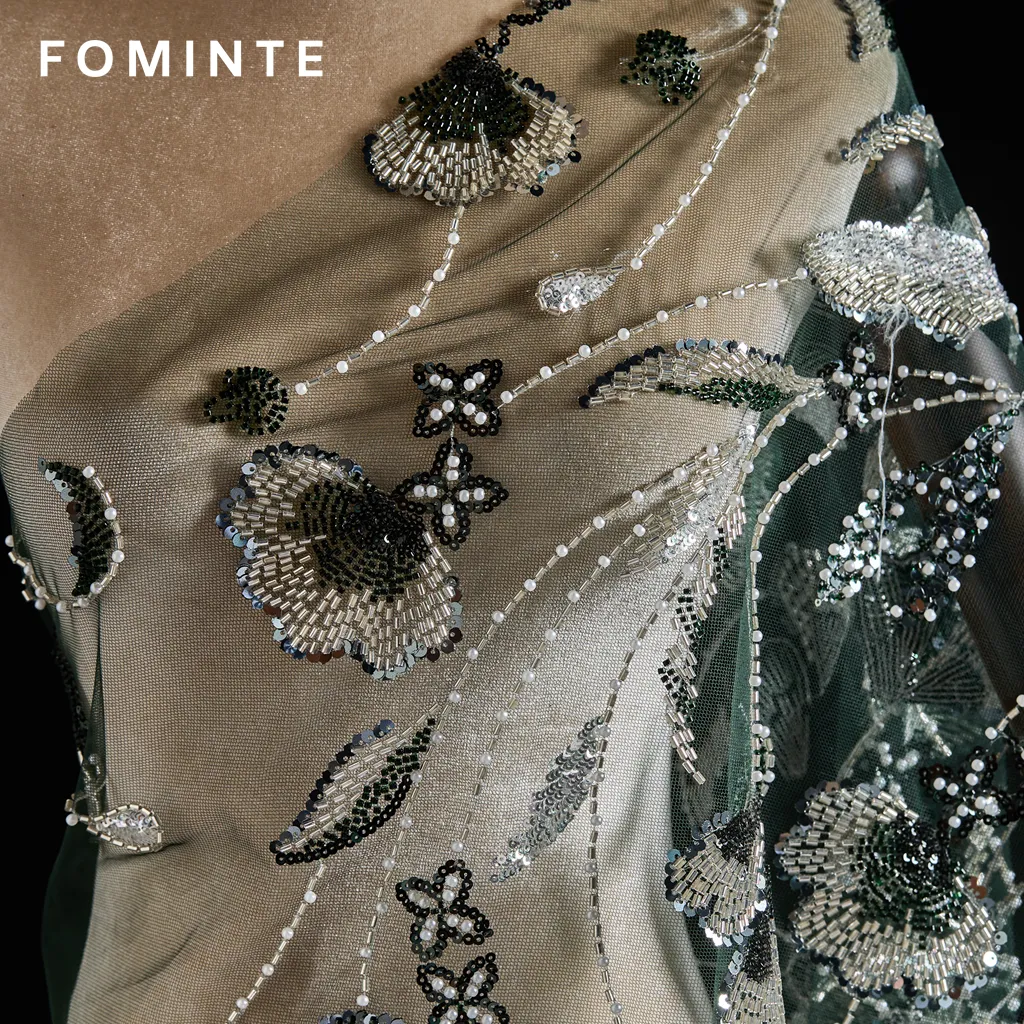 FT25-028: Sophisticated Botanical Beaded Lace for Mother of the Bride Gowns wholesale