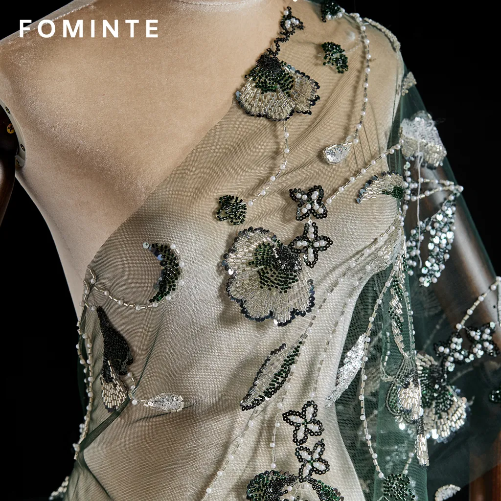 FT25-028: Sophisticated Botanical Beaded Lace for Mother of the Bride Gowns wholesale