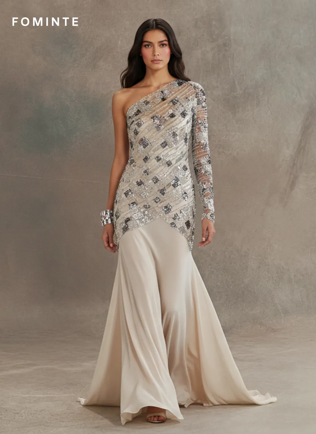 FT25-042: Modern Mosaic Tile Beaded Fabric with Art Deco Grid Pattern wholesale