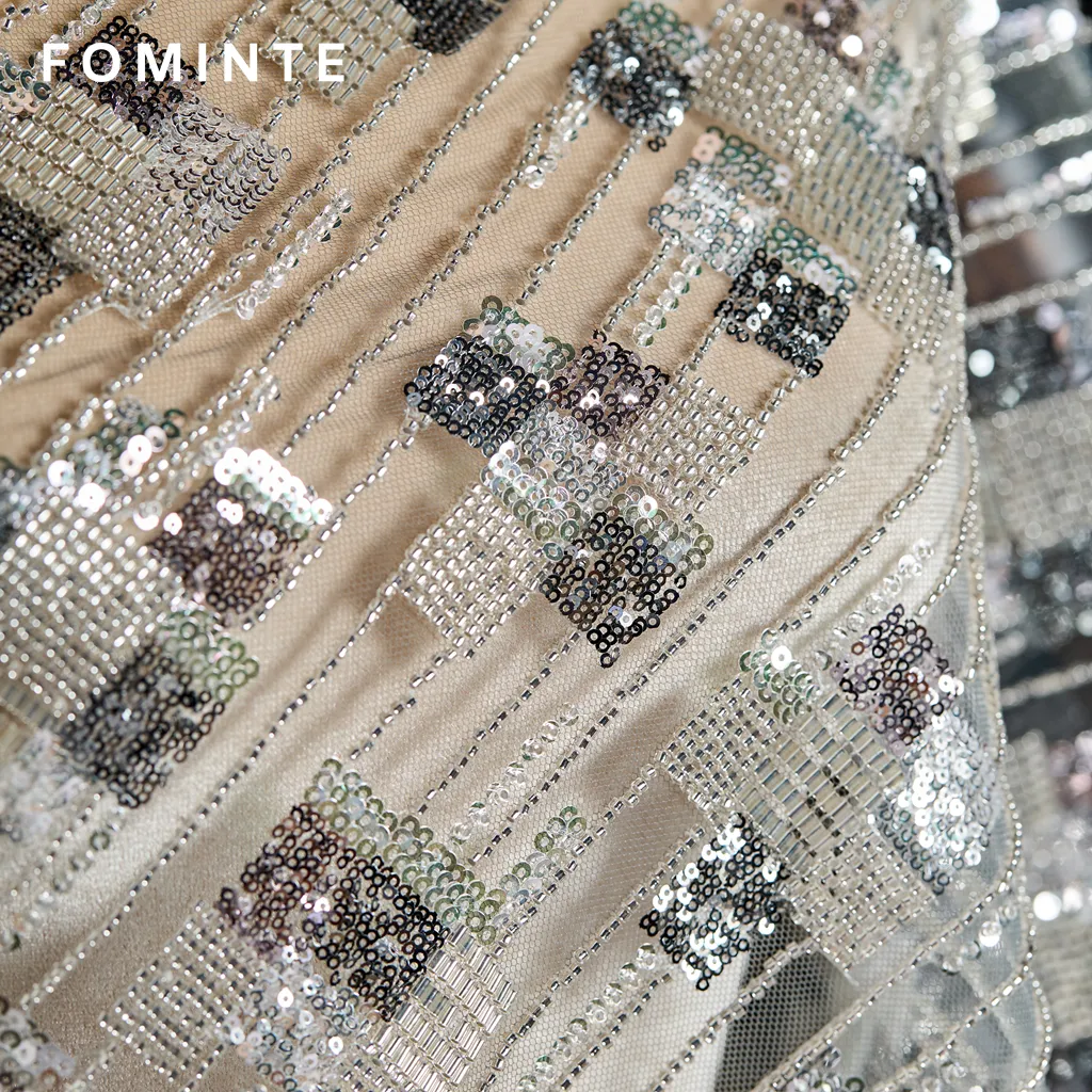 FT25-042: Modern Mosaic Tile Beaded Fabric with Art Deco Grid Pattern wholesale