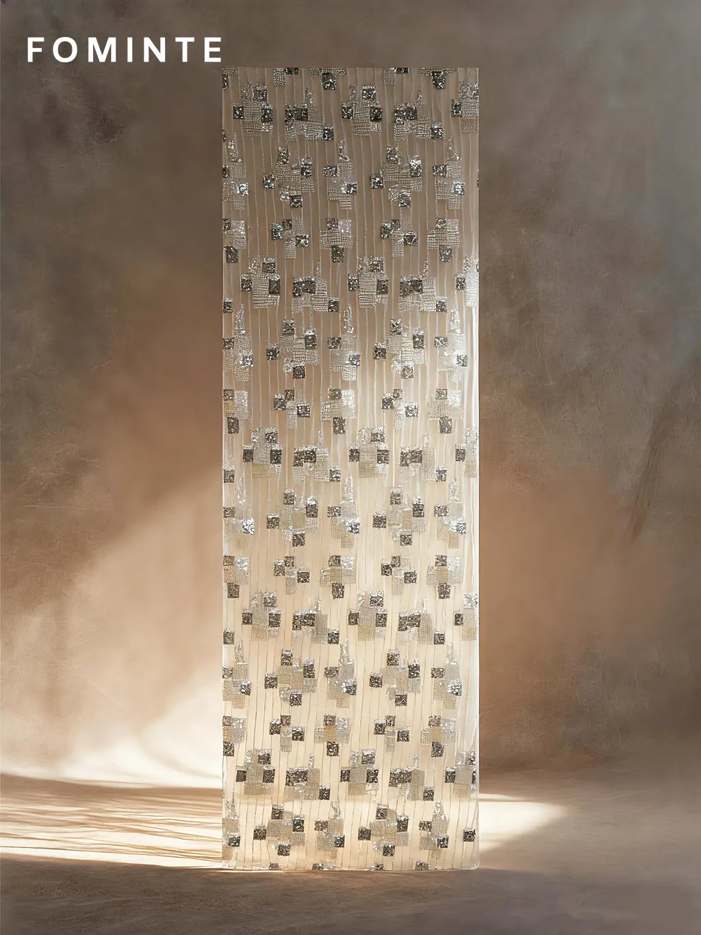 FT25-042: Modern Mosaic Tile Beaded Fabric with Art Deco Grid Pattern wholesale