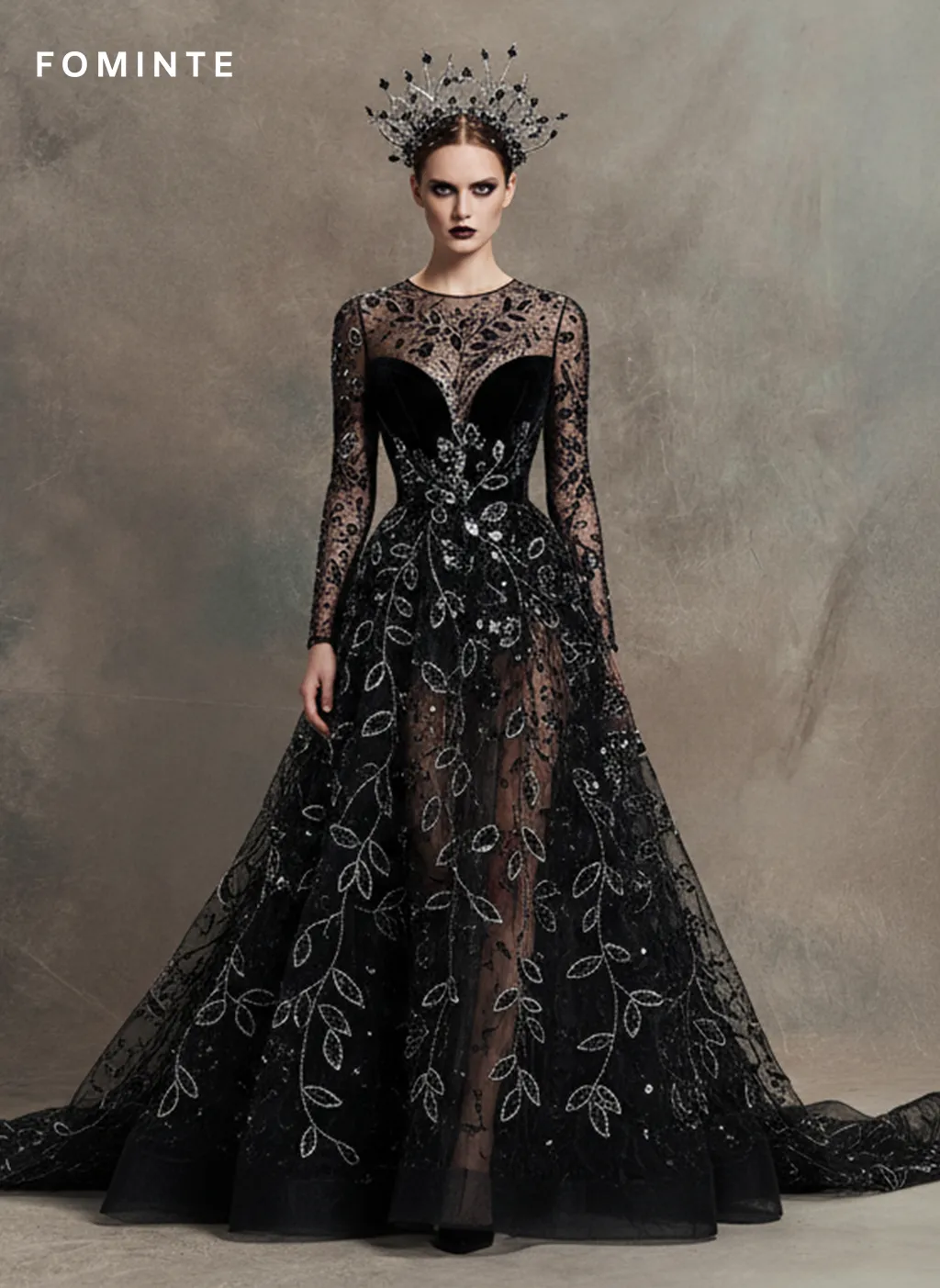 FT25-056B: Elegant Botanical Vine Beaded Lace with Layered Sequin Embroidery wholesale