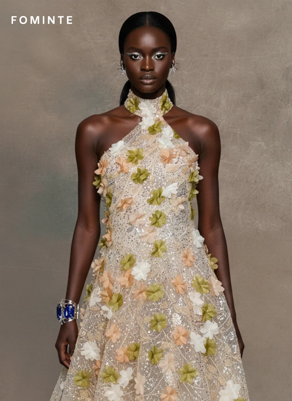 FT25-056D: Sculptural 3D Floral Fabric for Avant-Garde Couture Gowns wholesale