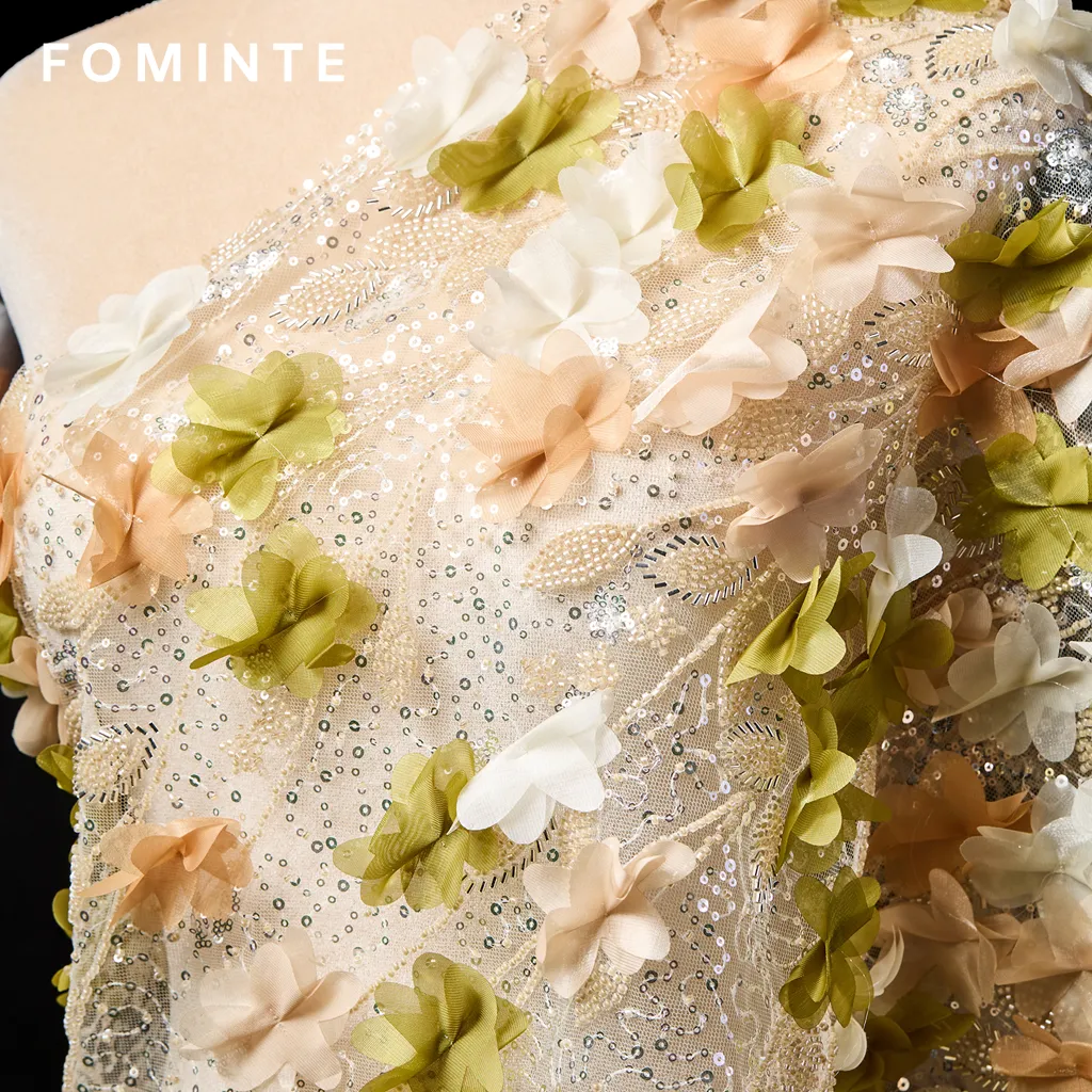 FT25-056D: Sculptural 3D Floral Fabric for Avant-Garde Couture Gowns wholesale