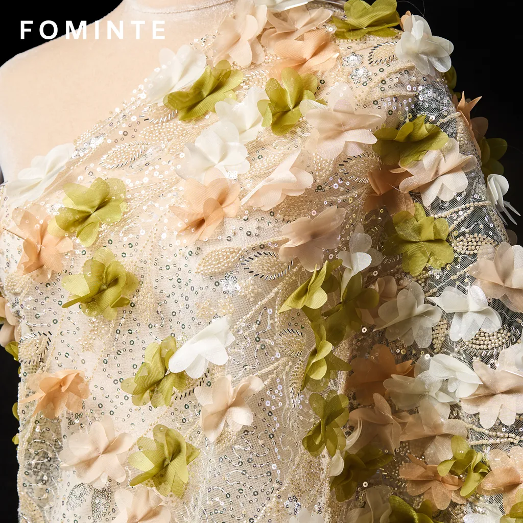 FT25-056D: Sculptural 3D Floral Fabric for Avant-Garde Couture Gowns wholesale