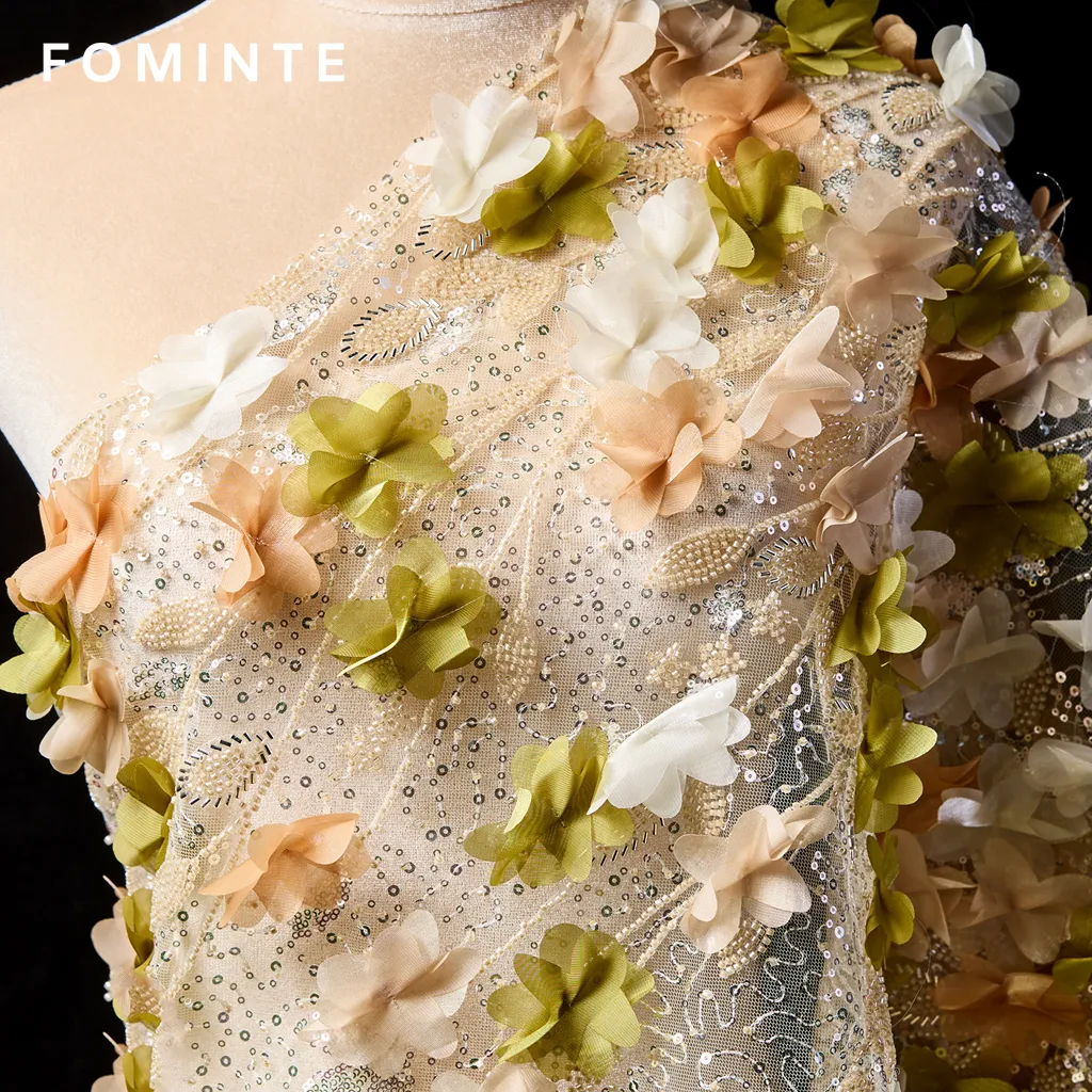 FT25-056D: Sculptural 3D Floral Fabric for Avant-Garde Couture Gowns wholesale