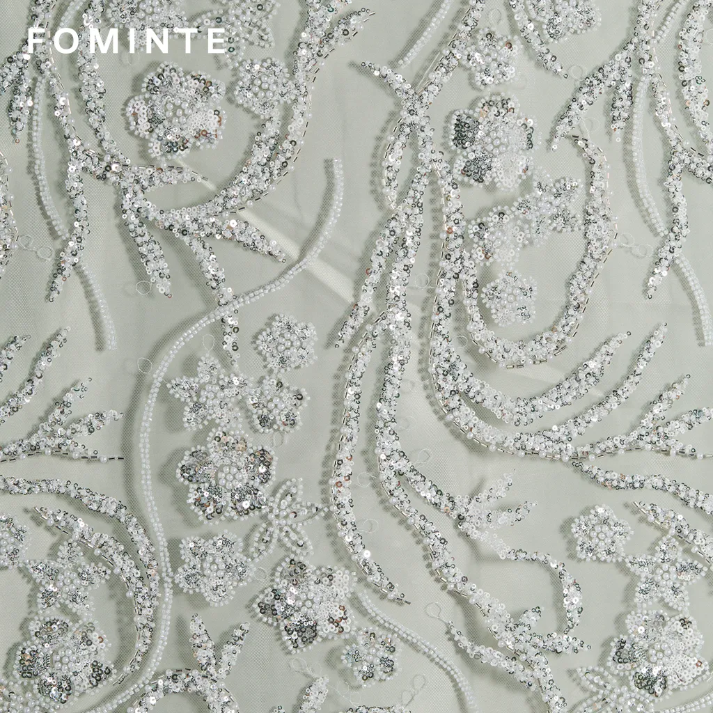 FT25-057B: Timeless Baroque Scroll Beaded Lace for Couture Bridal Gowns wholesale