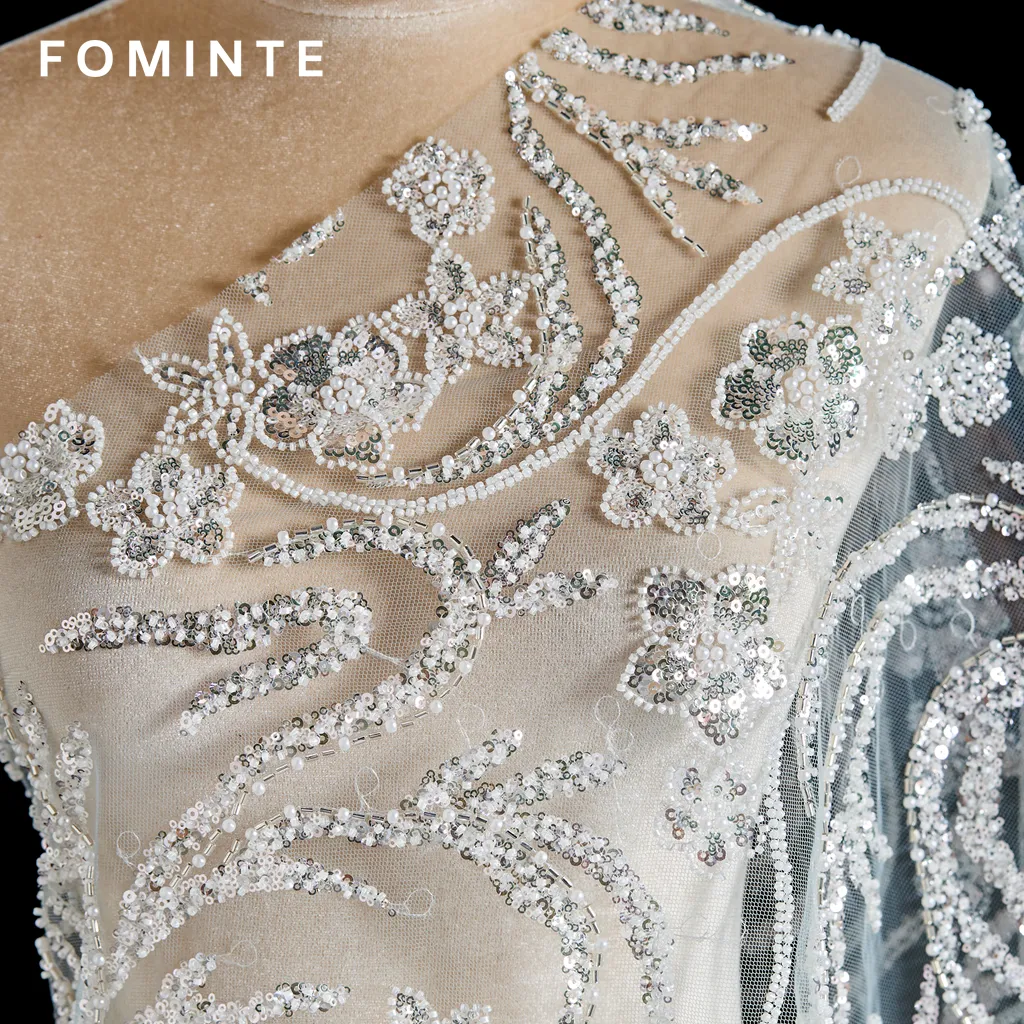 FT25-057B: Timeless Baroque Scroll Beaded Lace for Couture Bridal Gowns wholesale