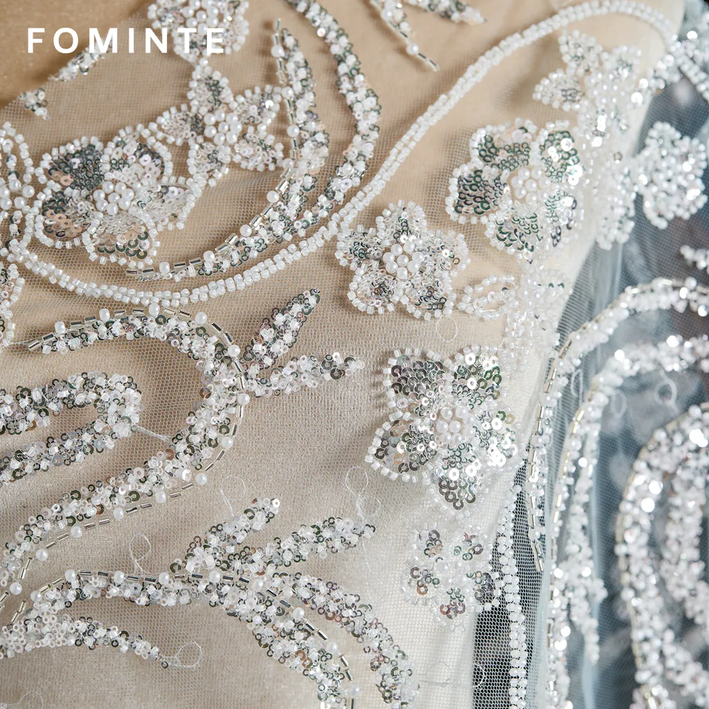 FT25-057B: Timeless Baroque Scroll Beaded Lace for Couture Bridal Gowns wholesale