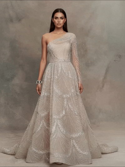 FT25-067 Glamorous Art Deco Beaded Lace for Great Gatsby Wedding Gowns