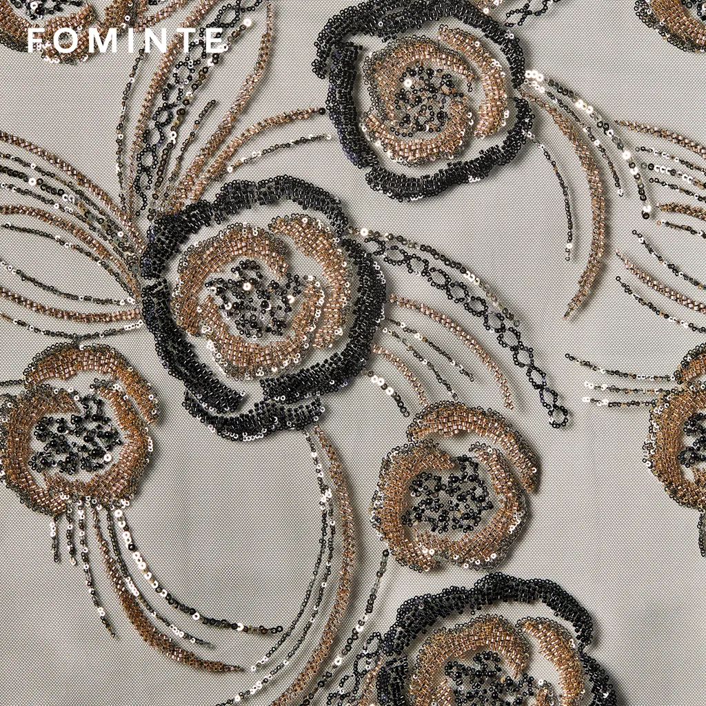 FT25-071: Glamorous Sunburst Floral Beaded Lace for Red Carpet Gowns wholesale