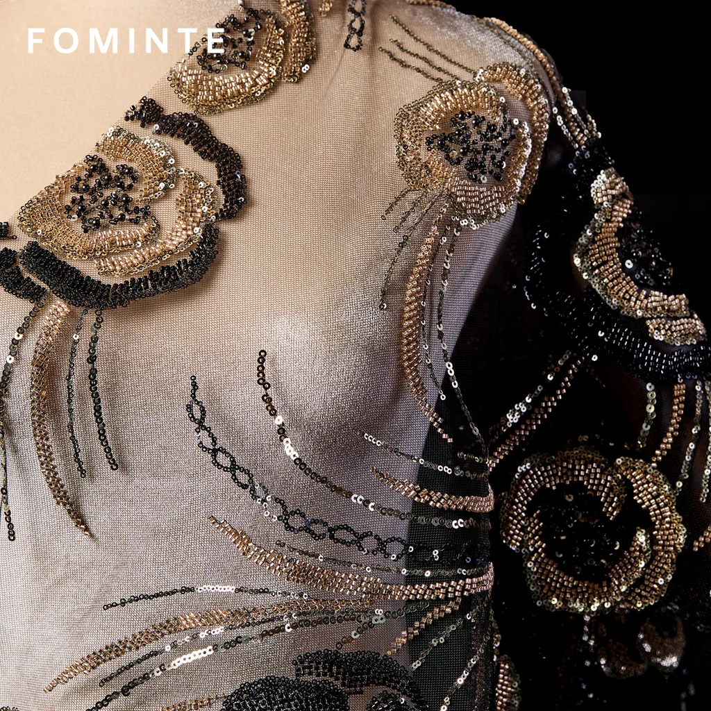 FT25-071: Glamorous Sunburst Floral Beaded Lace for Red Carpet Gowns wholesale