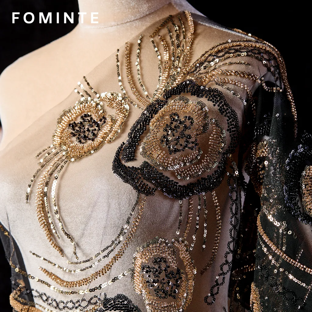 FT25-071: Glamorous Sunburst Floral Beaded Lace for Red Carpet Gowns wholesale