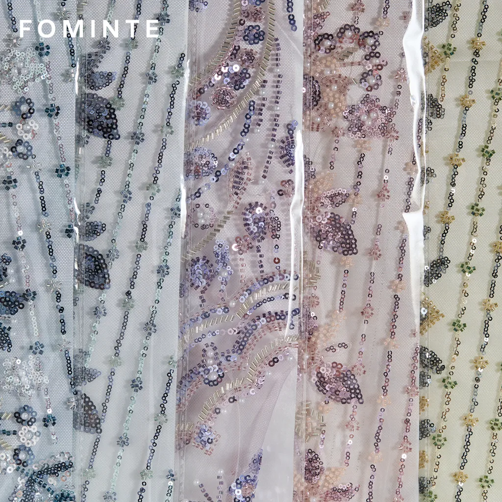 FT25-082: Regal Art Deco Medallion Beaded Fabric for Luxury Caftans and Gowns wholesale