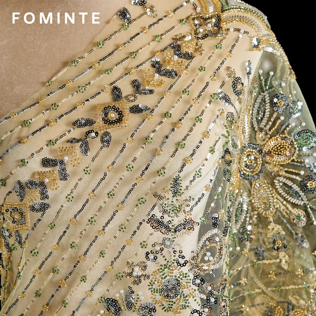 FT25-082: Regal Art Deco Medallion Beaded Fabric for Luxury Caftans and Gowns wholesale