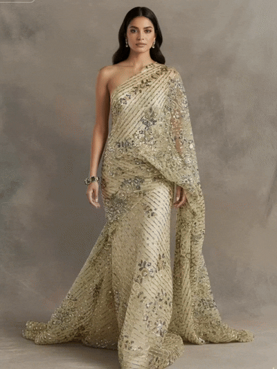 FT25-082: Regal Art Deco Medallion Beaded Fabric for Luxury Caftans and Gowns