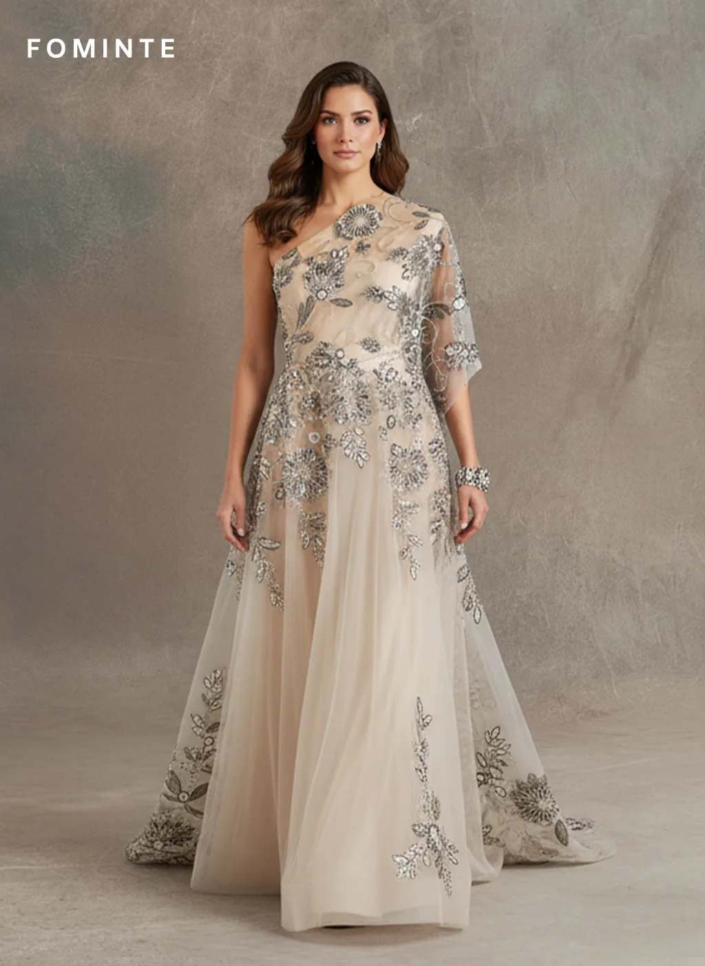 FT25-097: Regal Baroque Scroll Fabric with Cord Embroidery and Beading wholesale