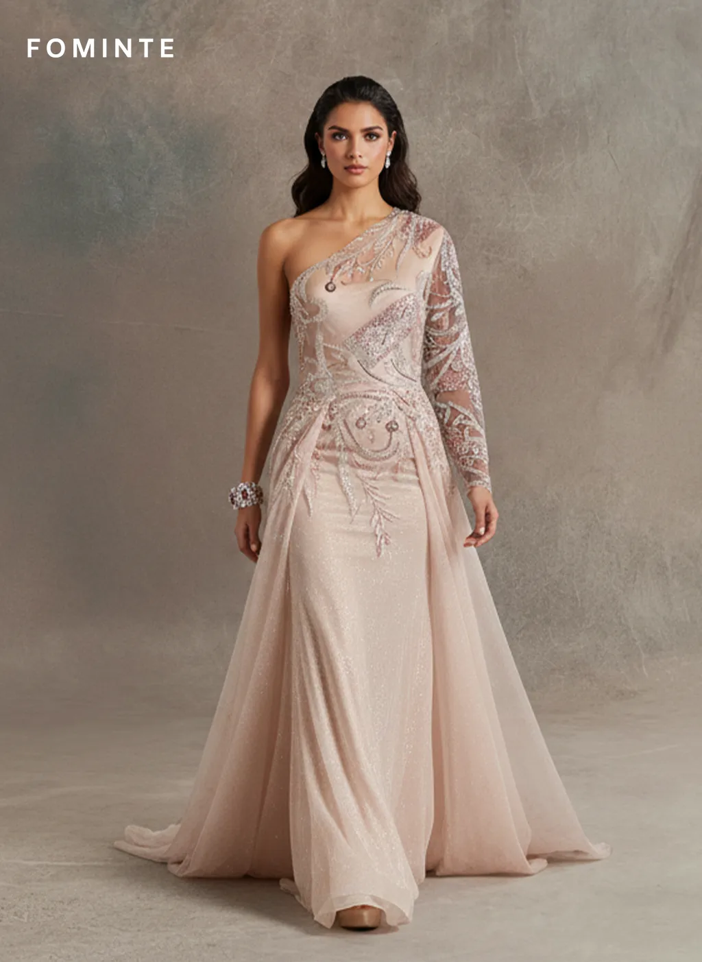 FT25-104: Art Nouveau Inspired Bugle Bead & Sequin Fabric for Couture Gowns wholesale