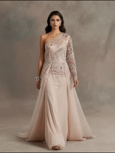 FT25-104: Art Nouveau Inspired Bugle Bead & Sequin Fabric for Couture Gowns