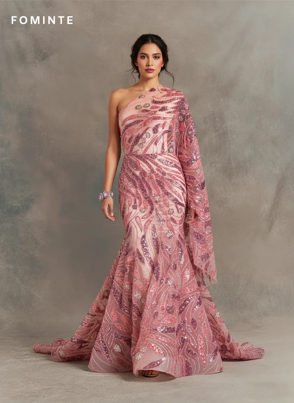 FT25-107: Elegant Paisley Pattern Beaded Fabric with 3D Floral Appliques wholesale