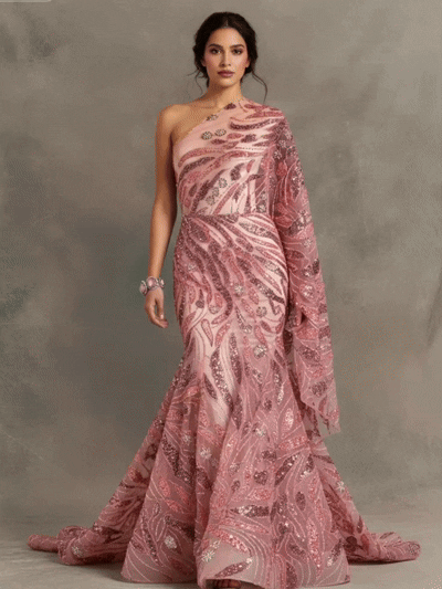 FT25-107: Elegant Paisley Pattern Beaded Fabric with 3D Floral Appliques