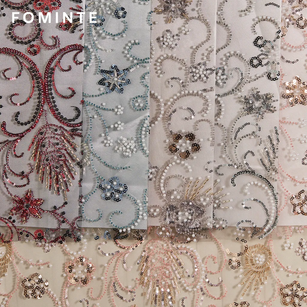 FT25-120: Ornate Baroque Scroll & Starburst Beaded Lace for Couture Gowns wholesale